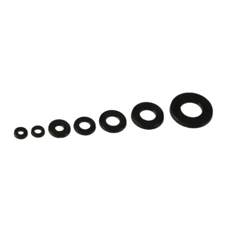 

250 Pcs Black Plastic Flat Ring Plain Repair Gasket Gasket Classification Kit Black Nylon Flat Washer Classification Tool M2-M8
