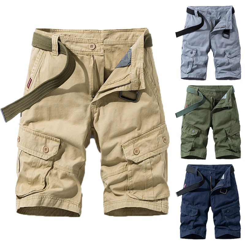 

2022 Summer New Cotton Military Cargo Shorts Men Fashion Khaki Outdoor Casual Short Pants Men Multi Pocket Tactical Shorts Men