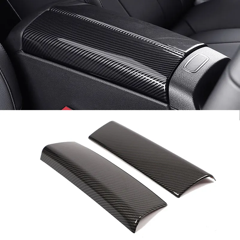 

For Mercedes-Benz A B Class GLA GLB 2020 2021 Carbon Fiber Texture Stowing Tidying Armrest Box Protective Sticker Covers Trim