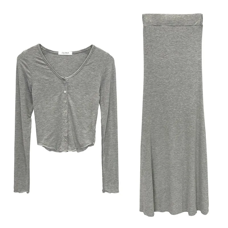 Женский комплект из двух предметов однотонный облегающий тонкий эластичный