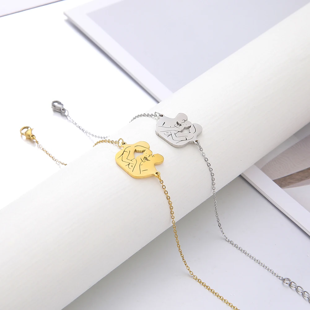 Fishhook Mother Family Bracelet Bangle Father Son Daughter Baby Gift Gold Color For Woman Stainless Steel Pendant Charm Jewelry | Украшения