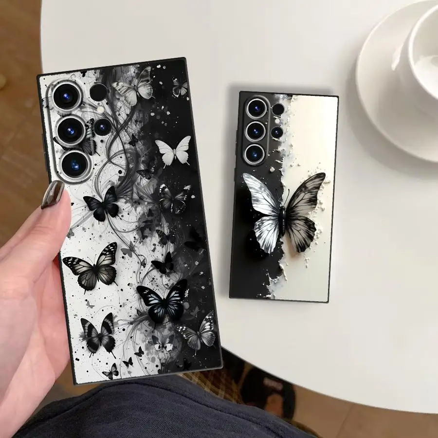 Фото Чехол для Samsung Galaxy S26 Ultra S10 S9 Note 20 8 9 10 S20 Ultra S25 Plus S21 FE S24 S23, чехол-накладка для телефона, черный, белый №2