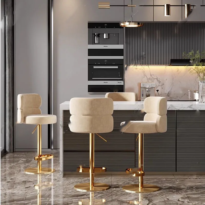 Простые барные стулья с регулируемой спинкой бархатные удобные Современные