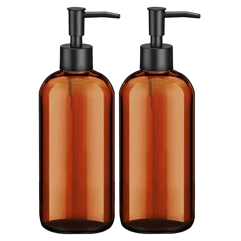 

Amber Soap Dispenser With Pump, (2 Pack,16 Oz), Soap Dispenser Bathroom, Hand Soap Dispenser Dish Soap Dispenser