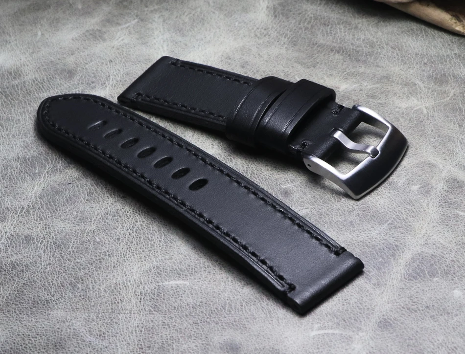 

Handmade durable Watchband 23mm high quality Belt thick man Calf Leather Bracelet for branded watch Pilot Watch Straps Wristband