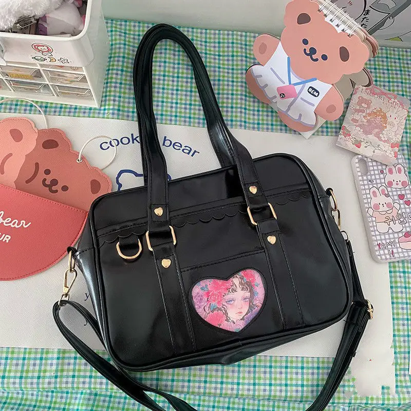 

MBTI Harajuku Women Shoulder Bag Japanese JK Uniform Itabag Fashion Patchwork PU Kawaii Crossbody Bags Femme Casual Bolso Mujer