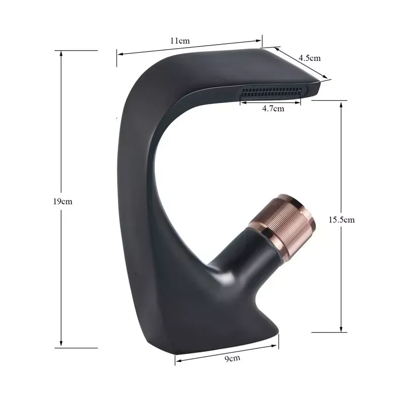 

Black/white Matching Basin Faucet Solid Brass Waterfall Bathroom Sink Faucet Big Round Spout Mixer Tap Torneira Banheiro