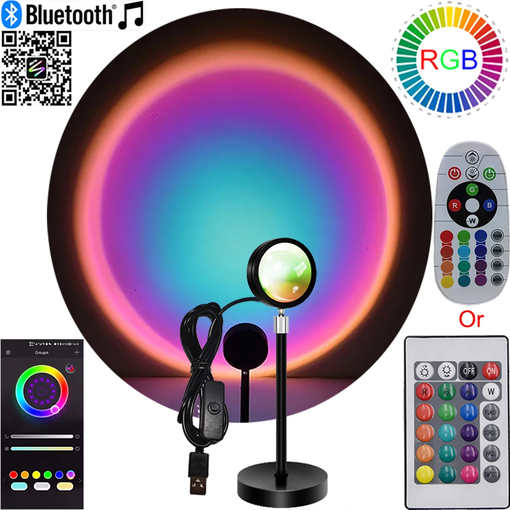 

RGB лампа настроения светодиодный закат Радуга проектор с Bluetooth Музыка приложение Дистанционное управление USB фотография и Ритмическая фото...