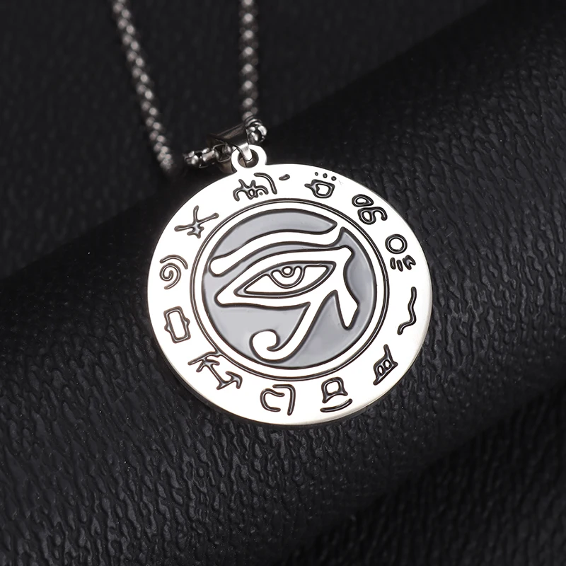 

Ancient Egyptian Eye of Horus Medal Pendant Men's Pharaoh Rune Totem Stainless Steel Necklace Men and Women Retro Amulet Jewelry