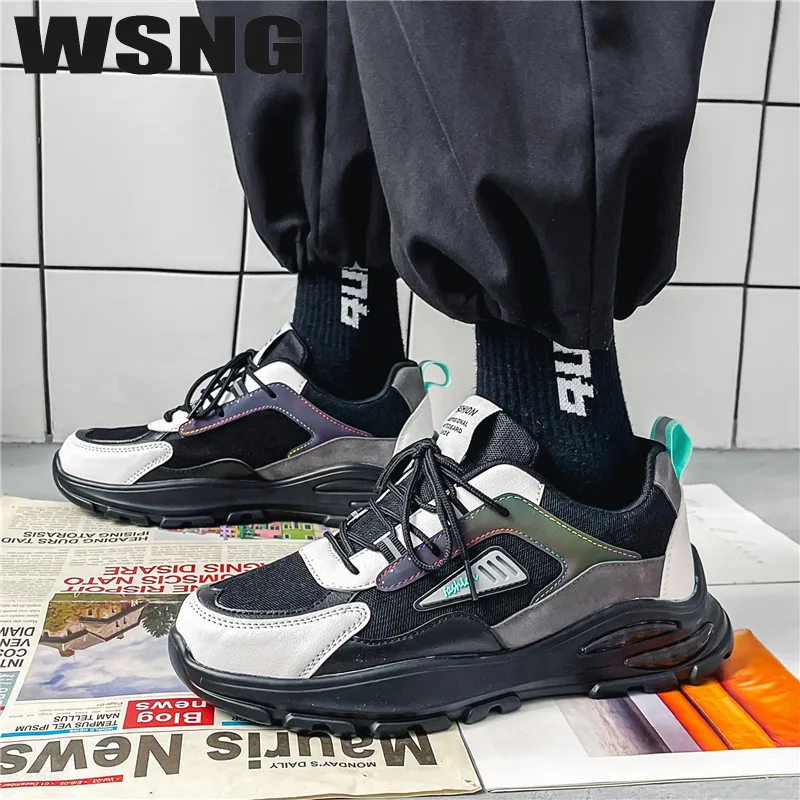 

WSNG New Mesh Lightweight Breathable Fashion Daddy Shoes Personality Trend Wild Outdoor Leisure Sports Student Men's Shoes 39-44