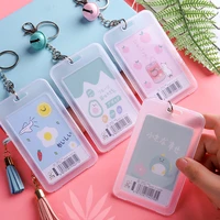 2pcs plastic id holders case business badge card holder with necklace lanyard school office supplies