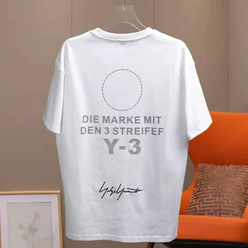

Yohji Yamamoto Y-3 2023 Summer Men's Short Sleeve T-shirt Y3 Simple Signature Letter Printing Casual Cotton Round Neck Top Women