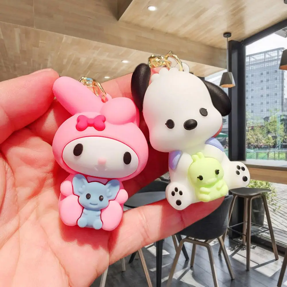 

Cute Hello Kitty My Melody Car Key Ring Sanrio Keychain Kuromi Cinnamoroll Doll Pendant Anime Backpack Ornaments Accessories Toy