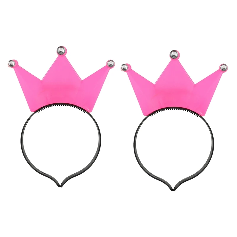 

2Pcs LED Flashing Diadem Crown Hair Band Christmas Birthday Party Prince Princess King Decoration Pink