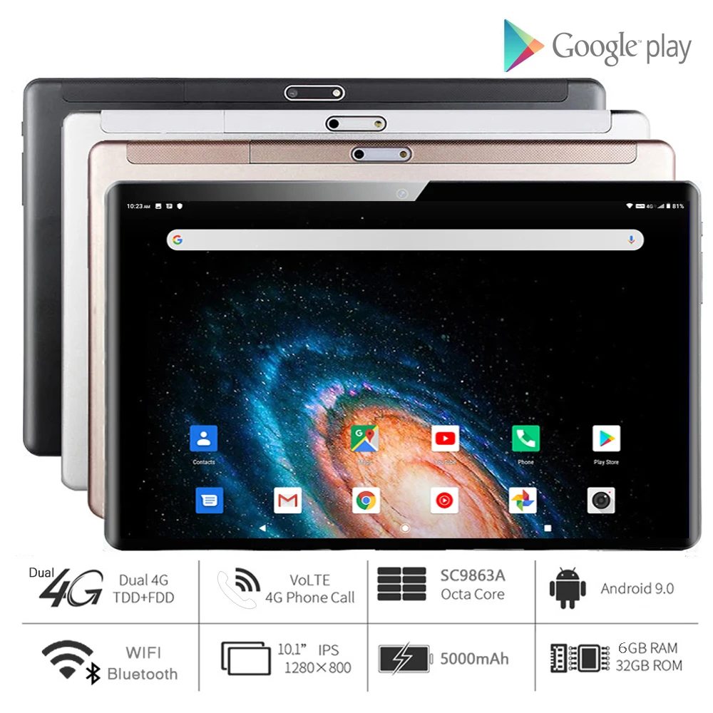 

Новый ультратонкий 10-дюймовый планшетный ПК Octa Core 6 Гб RAM 32 ГБ ROM 2.5D Закаленное стекло 5,0 M камера Android 9,0 планшет 10,1 WiFi