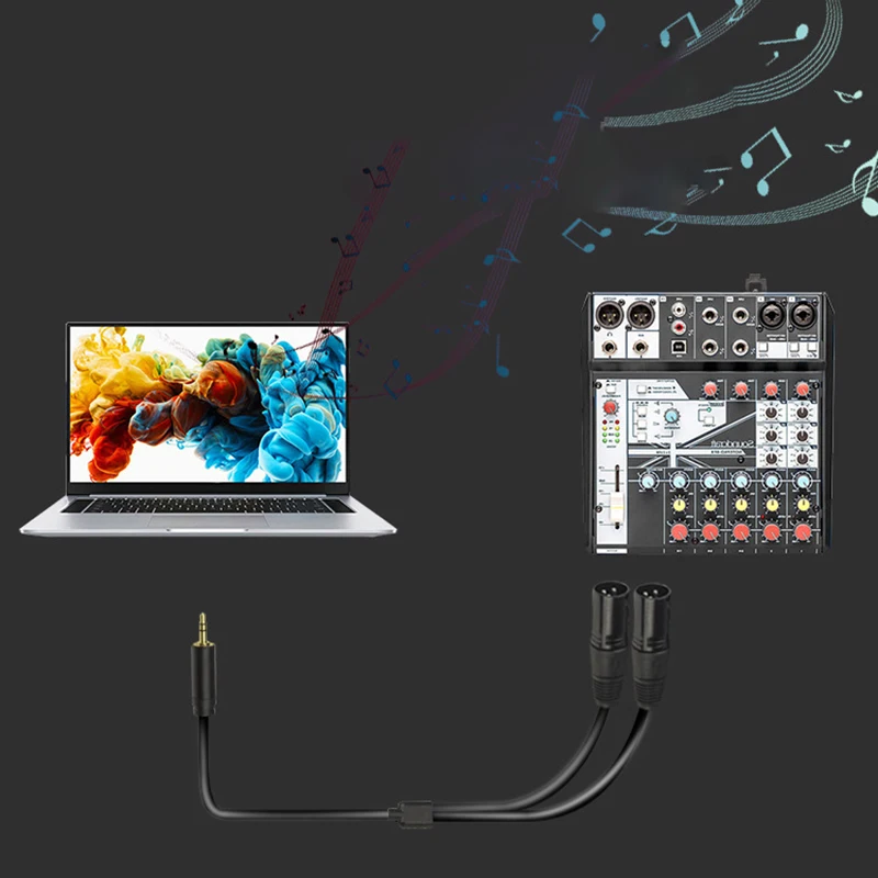 50cm XLR mini jack dual 3 pin female male 2 xlr pro mono to 3.5mm (trs) 1/8 3.5 mm convertor cables microphone audio cable - купить по