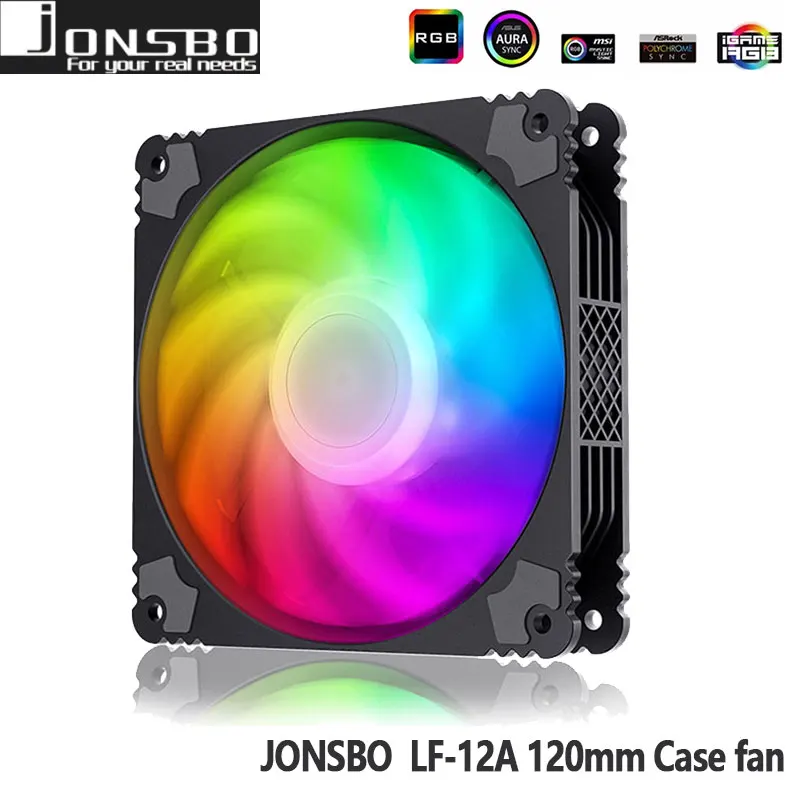JONSBO LF-12A ARGB ультра-тонкий и тихий производительный чехол охлаждающий вентилятор 5 в 3PIN материнская плата AURA SYNC вентиляторы для охлаждения процессора 800-1600 об/мин