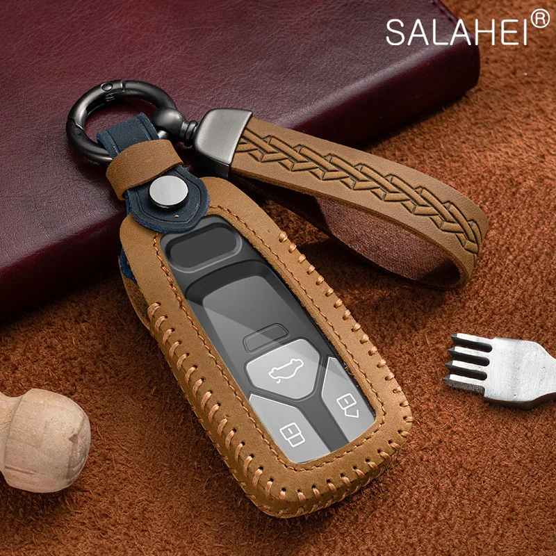 

Leather Car Key Case Cover Protection Skin Shell For Audi A1 A4 A5 A6 A7 A8 B6 TT TTS 8S SQ5 A4L A6L Q3 Q5 Q7 S5 S6 Accessories