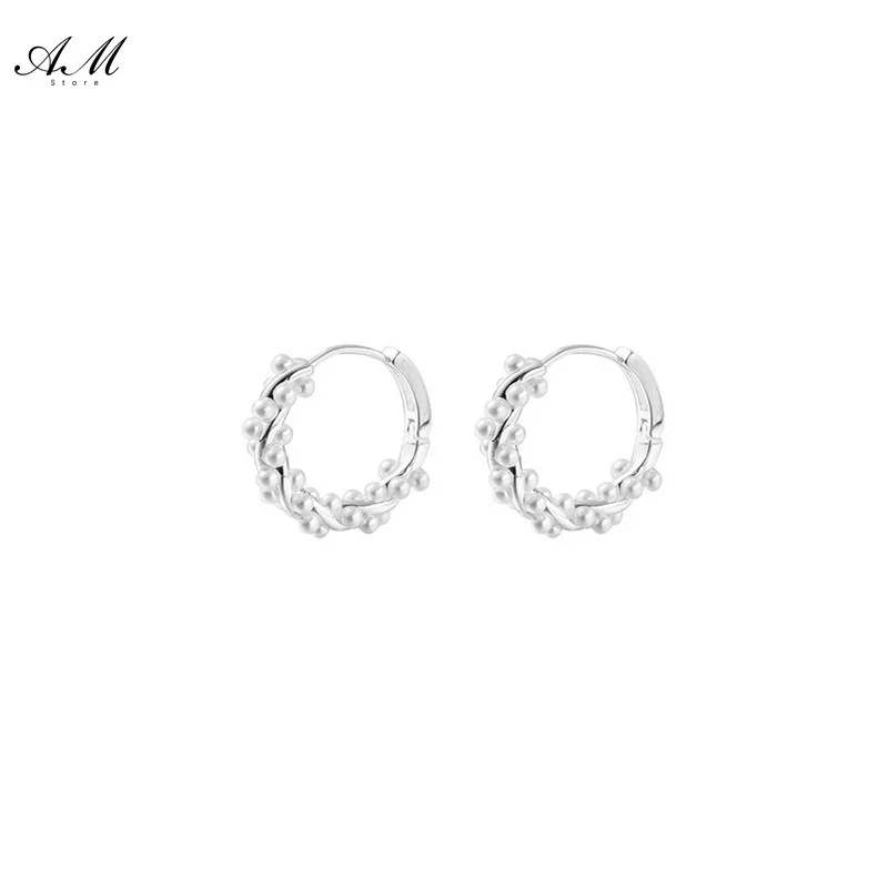 Винтажные круглые серьги-кольца для женщин золотые жемчужные витые серьги