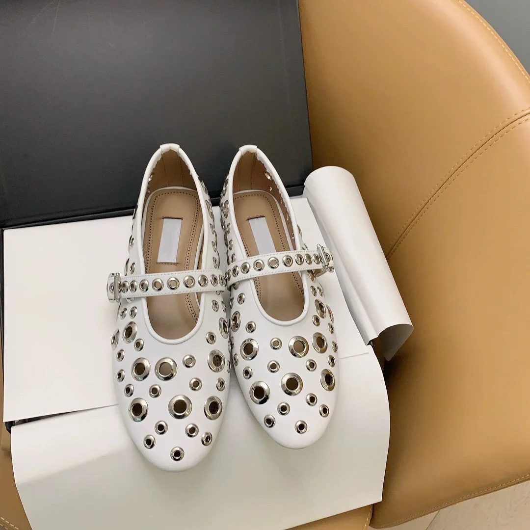 Балетки женские с открытым носком Роскошные туфли на плоской подошве