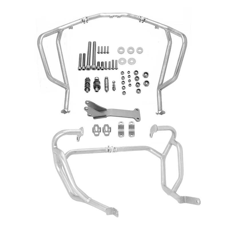 Фото Защитные дуги (краш-бары) для двигателя Honda XL750 TRANSALP 2023-2024, черные/серебристые, для рамы XL 750 Transalp №3