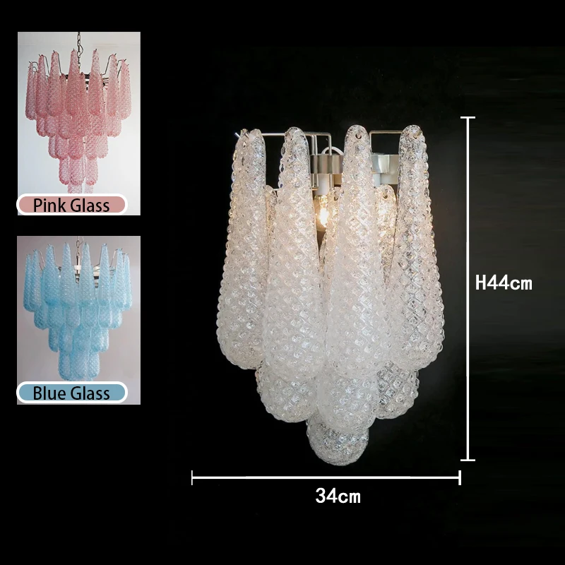 

Винтажная люстра ручной работы из каплевидного стекла, белая, розовая, синяя люстра, итальянский дизайн, модная осветительная арматура, декор для гостиной, лампа для лестницы