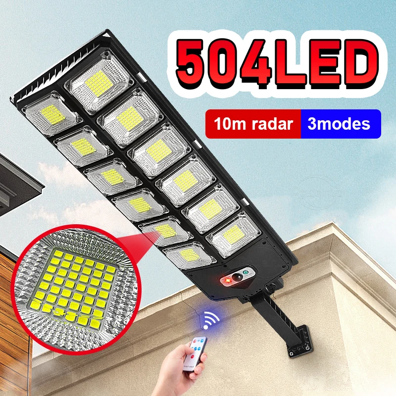 Newest 9000W Solar Outdoor LED Light 12000lumens Super bright Solar Lights Waterproof Motion sensor Garden outdoors Street Lamp