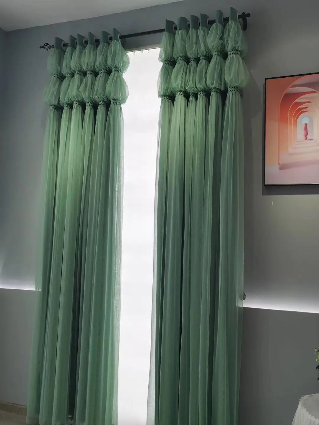 

2 Layers Curtains for Living Room Double Layer Tulle Gauze Curtain Bedroom Luxurious Atmosphere Solid Color Curtains