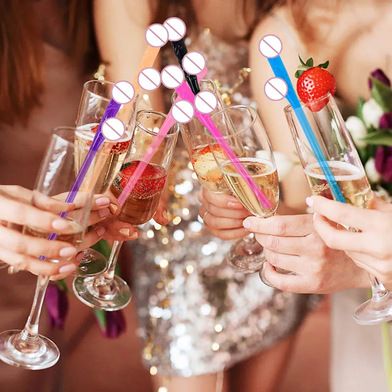 

20/10Pcs Bachelorette Party Supplies Plastic Willy Dick Drink Straw Nude Straw for Bride Bachelorette Night Bar Hen Party Decor