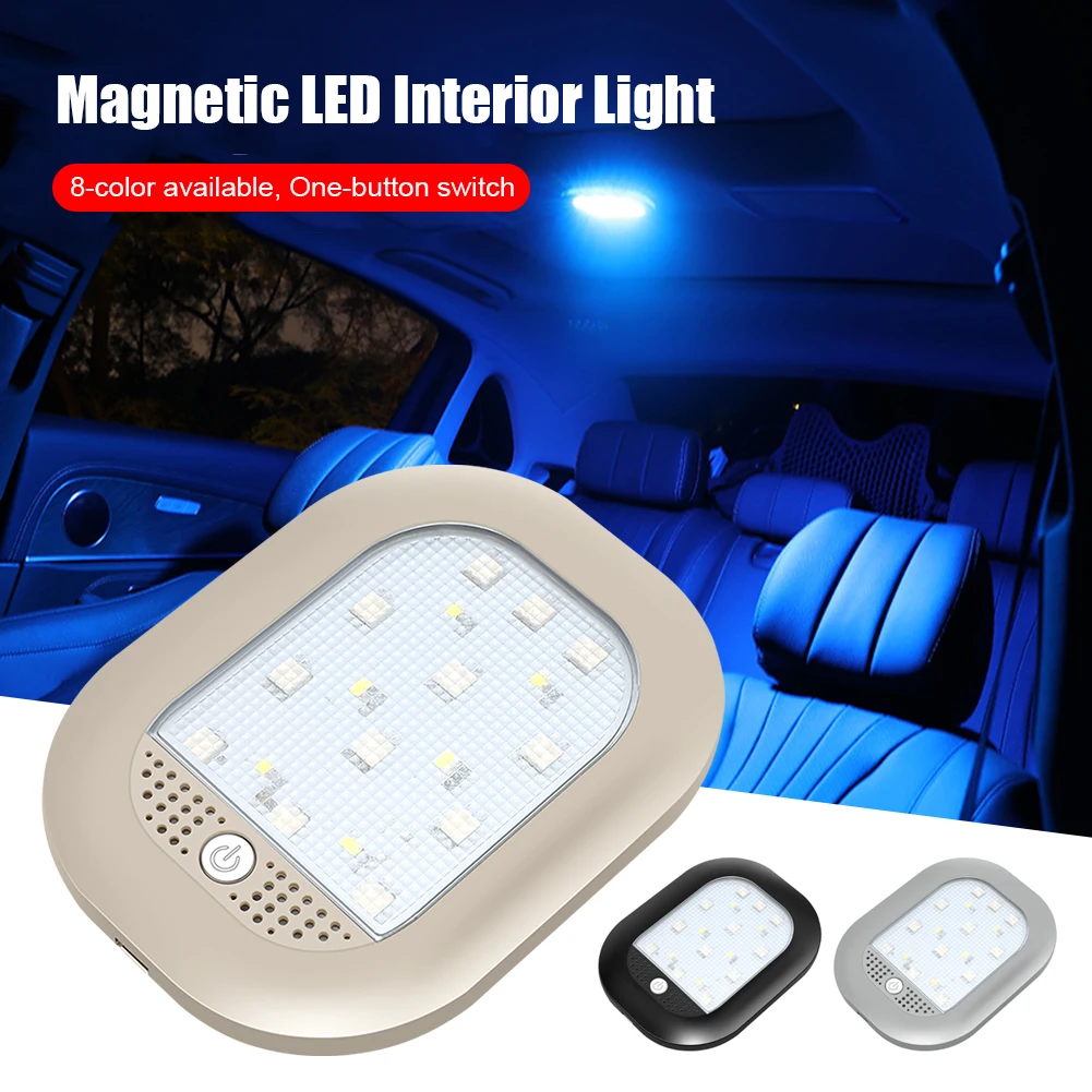 

Magnetic Car Led Reading Lights 8 Colors Rechargeable Interior Auto Roof Ceiling Lamp for Car Trunk Usb Charging Atmosphere Lamp