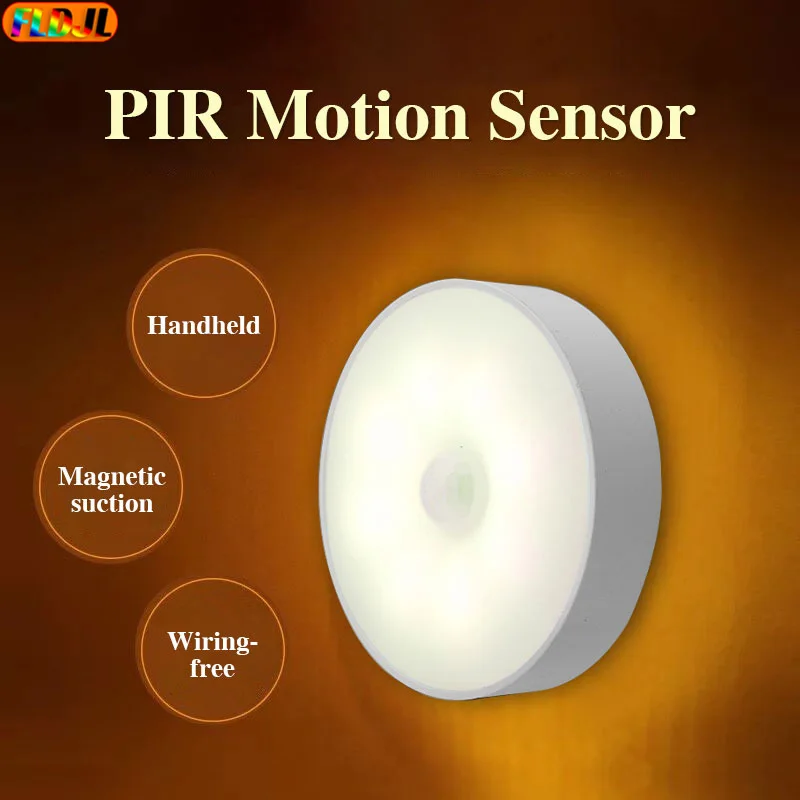 

Wireless Round Motion Sensor LED Night Light USB Rechargeable Cabinet Night Lamp Bedside Lights For Bedroom Home Closet Lighting