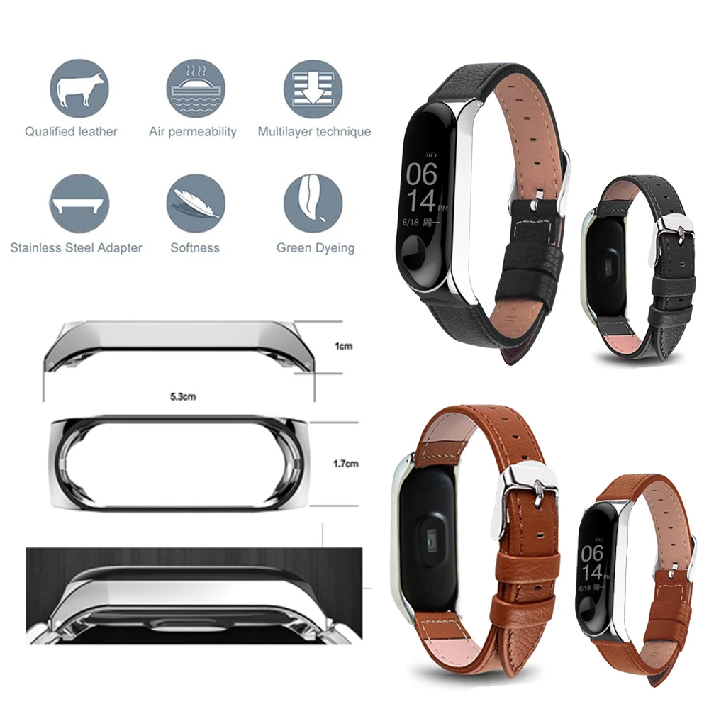 Ремешок кожаный для Xiaomi Mi Band 6 5 4 |