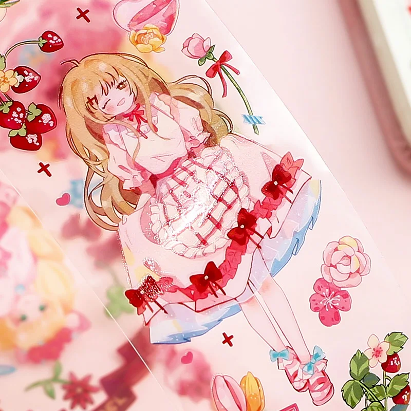 Прекрасные наклейки Pretty Cartoon Girls наручной ленты PET для рукоделия, скрапбукинга, коллажей, эстетики, телефона, ноутбука и журналов.
