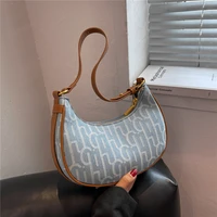luxury designer denim half moon small handbags for women new 2022 trend fashion jean blue striped ladies shoulder crossbody bags