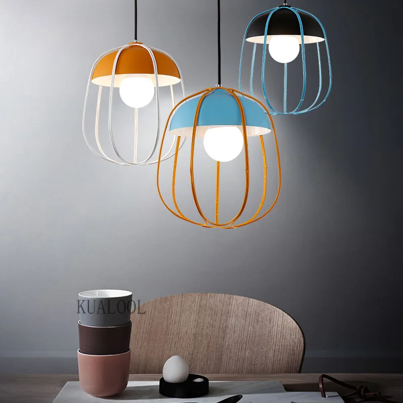 

Nordic Simple Pendant Light Creative Iron Cage Hanglamp Loft Kitchen Light Fixtures Modern Living Room Bedroom Decor Luminaire
