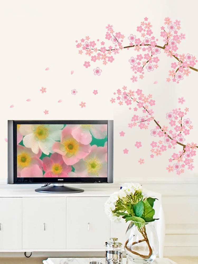 

2pcs Plum Petals Sticker Wall Sticker Home Wallpaper Self-adhesive Sticker Room Sofa TV Wall Stickers Boho Style 45x60cm