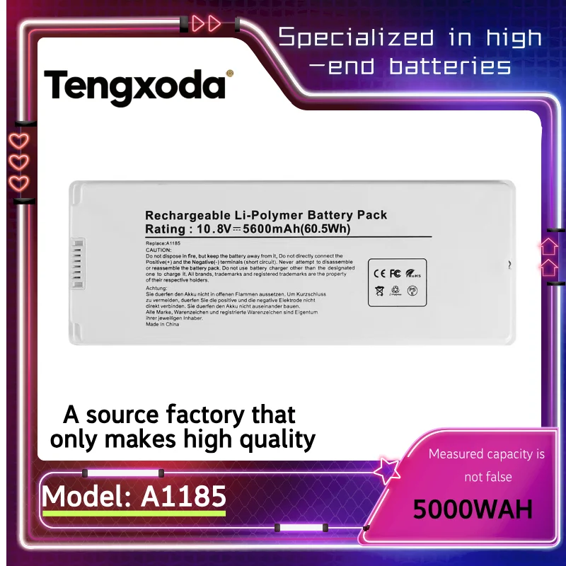 Фото A1185 A1181 MB402 MB403 Аккумулятор для ноутбука Apple MacBook 13 дюймов (2006 2007 2008 2009) MA245 MA255 MA566 36 месяцев Бесплатная гарантия №1