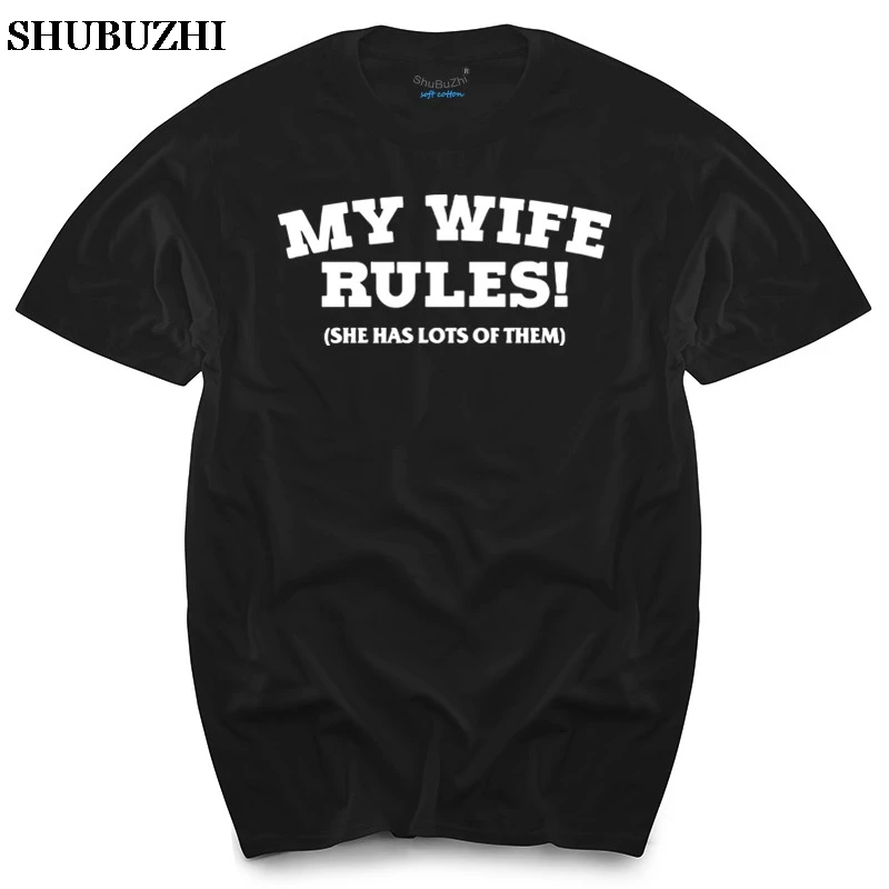 Фото Мужская футболка с забавным принтом MY Woman RULES, подарок для мужа, новинка, Юмористические мужские футболки №1