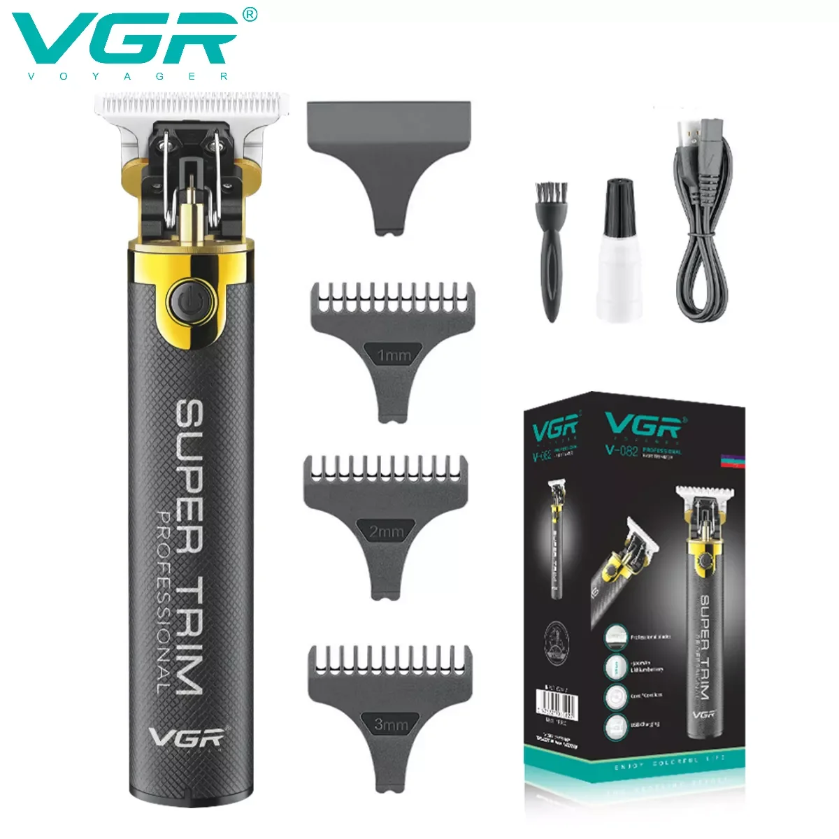 

NEW2023 VGR Professional Hair Clipper T9 Hair Cutting Machine Cordless Haircut Machine Rechargeable Bald Barber Trimmer for Men