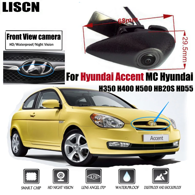 HD Автомобильная камера переднего вида для Hyundai Accent MC Hyundai H350 H400 H500 HB20S HD55 HD ночное видение Водонепроницаемая парковочная камера с логотипом