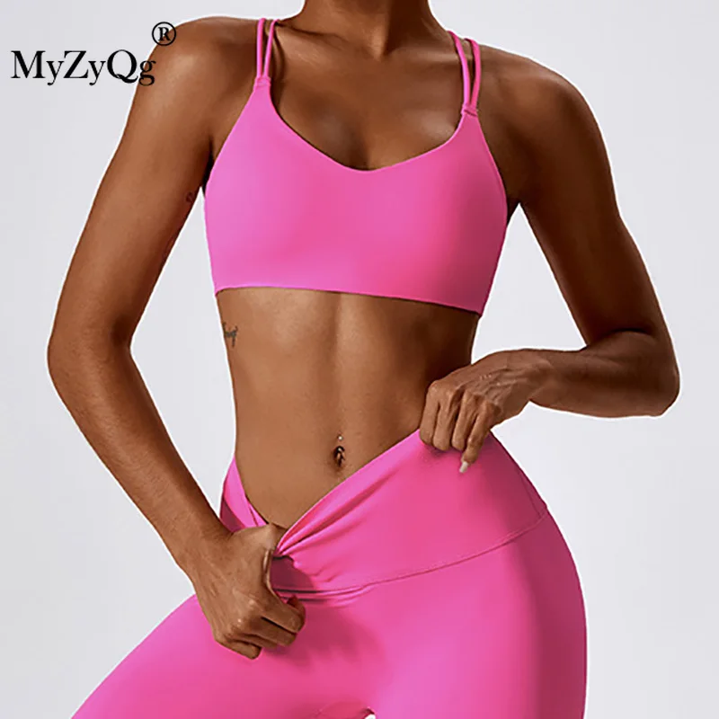 

MyZyQg Women Seamless Naked Yoga Bra Integrated Shockproof Sports Underwear Quick Drying Fitness Gym Vest Female Tank Top