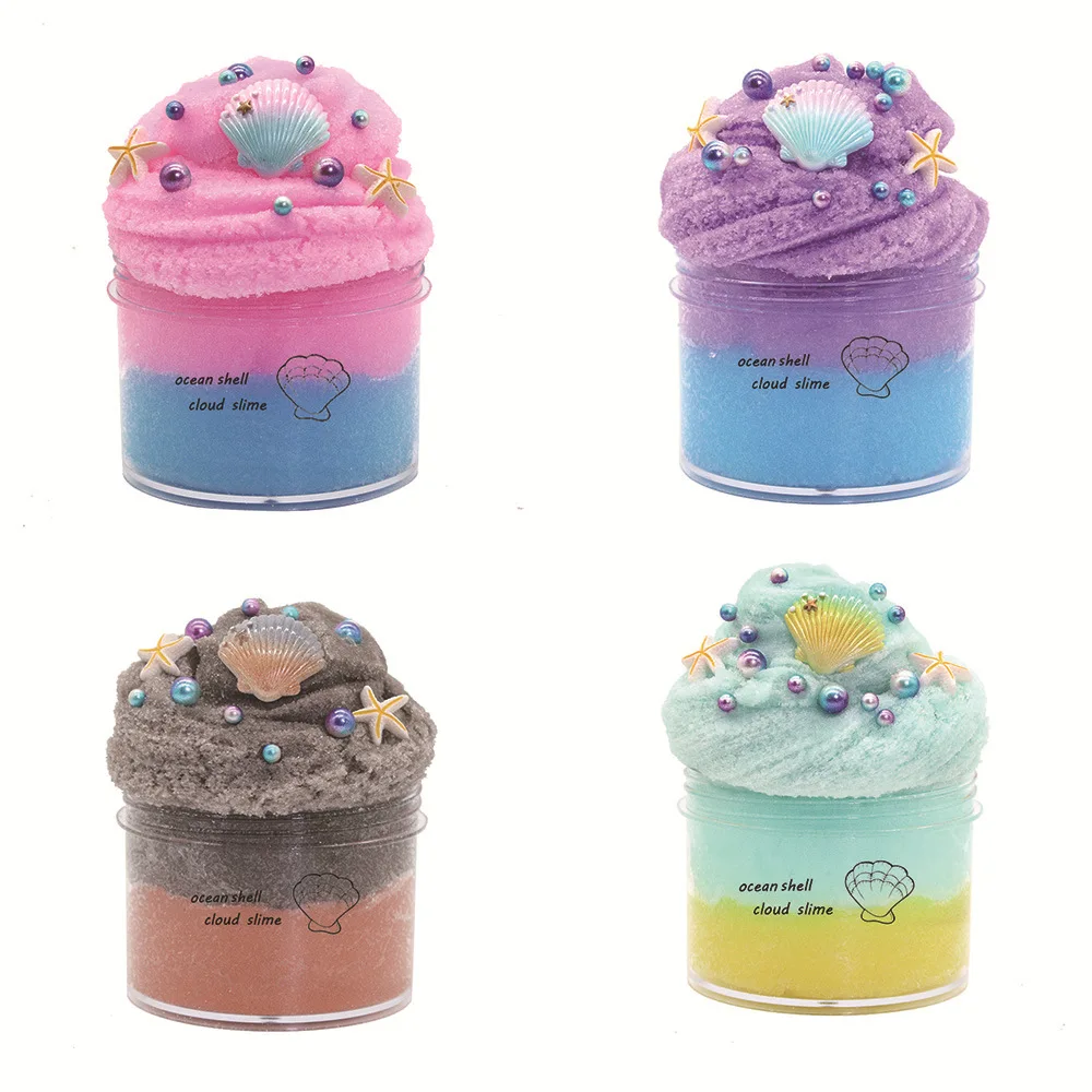 

Ocean Shell Clay Slime Toy Homemade Mud Cloud Cotton Candy Slimes Fluffy Soft Non-sticky DIY Toy Relieve Stress Education Toys