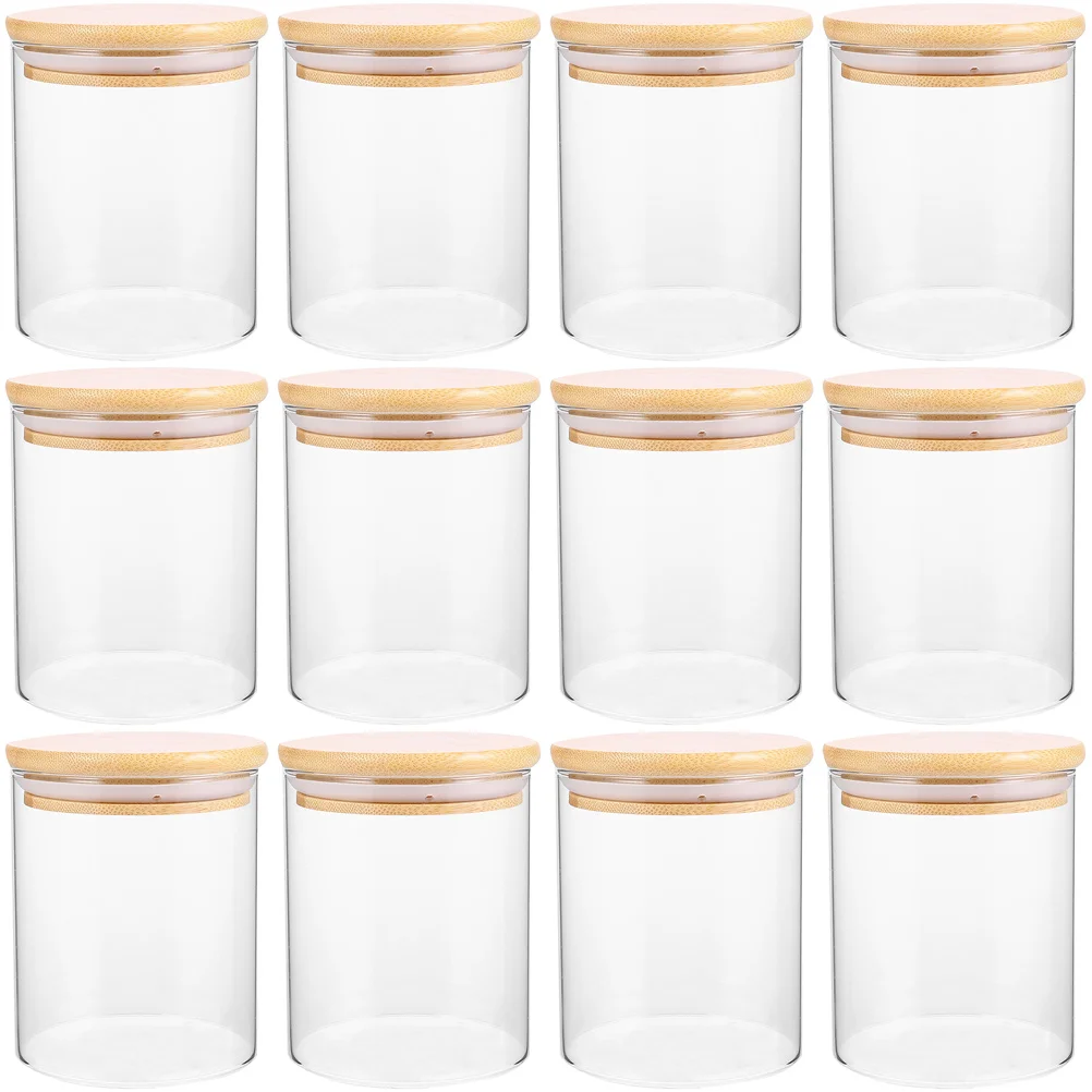

Glass Containers With Bamboo Lids Tea Canisters Airtight Jar Jars Food Cereal Storage