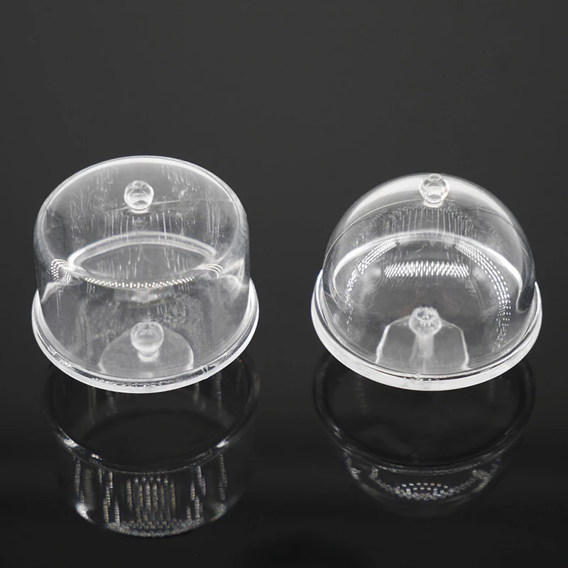 

Dollshouse Plastic Miniature Cake Dessert Display Serving Plate Stand Dome Lid