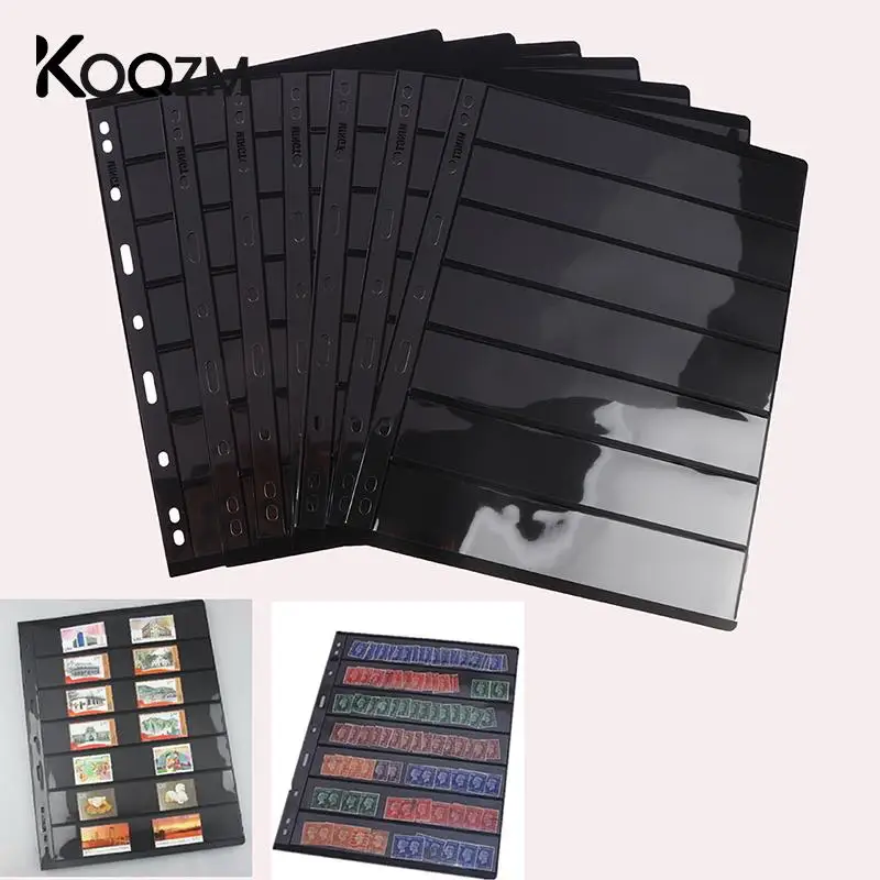 

10PCS 7 Grid Postage Stamp Album Pages Loose-leaf Plastic Stamp Storage Book Coin Collection Stamps Holder