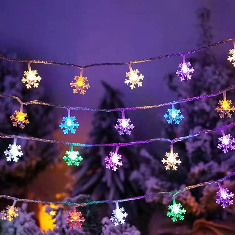 

10/20 Lights Snowflake Santa LED Light String New Year Room Decor Christmas Decoration for Home 2022 Noel Navidad Xmas Gifts