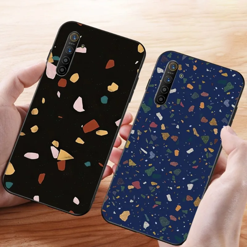 

Мягкий черный чехол для телефона Pastel Terrazzo для OPPO Find X5 X3 X2 A93 Reno 8 7 Pro A74 A72 A53