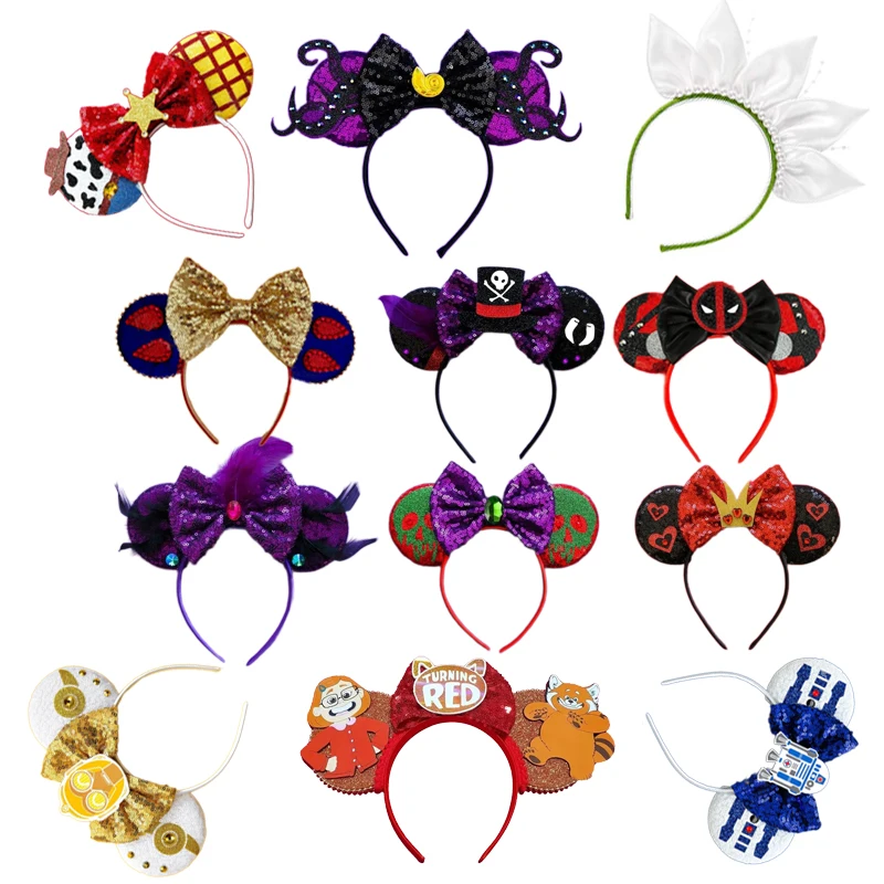 

2023 Holiday Party Minnie Mouse Ears Headbands Colorful Butterfly Hair Headwear Adult Girl Accessories Kids Baby Gift