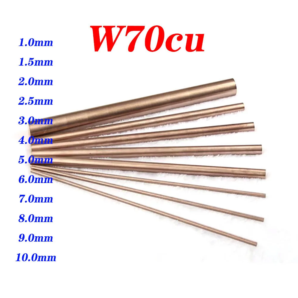 

W70Cu30 Вольфрамовый медный стержень Электрод Медный стержень Положите электрический стержень W70 Вольфрамовый медный сплав Хорошая электрическая искровая длина 200 мм
