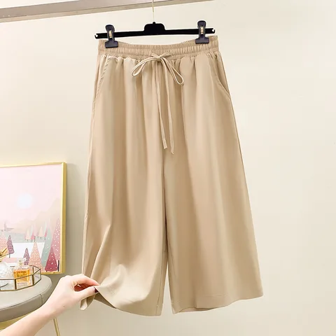 Женские свободные брюки-Капри, широкие брюки цвета хаки, размеры 3XL, 4XL, 5XL, 6XL, 7XL, весна-лето 2023